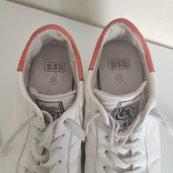 ASH CULT Leather Platform Sneakers White & Orange Sz 37 (US 6.5/7) - Picture 11 of 12